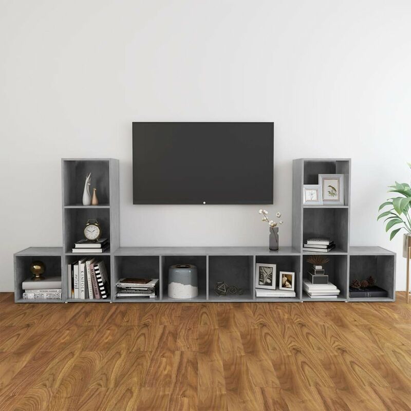 

Juego de mueble para TV de 5 piezas aglomerado gris hormigon