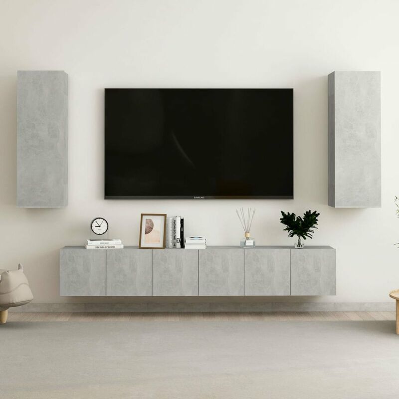

Juego de mueble para TV de 5 piezas aglomerado gris hormigon