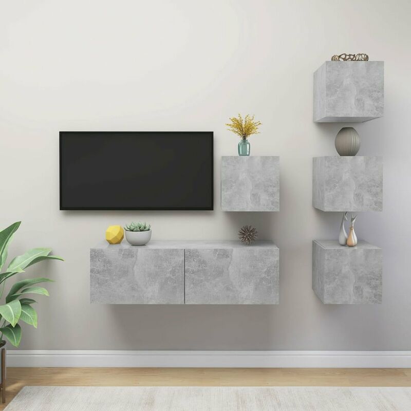 

Juego de mueble para TV de 5 piezas aglomerado gris hormigon
