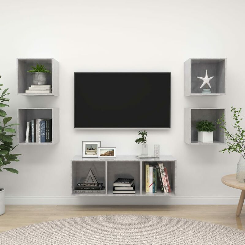 

Juego de mueble para TV de 5 piezas aglomerado gris hormigón