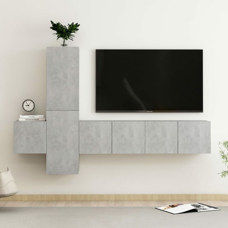 

Juego de mueble para TV de 5 piezas aglomerado gris hormigón