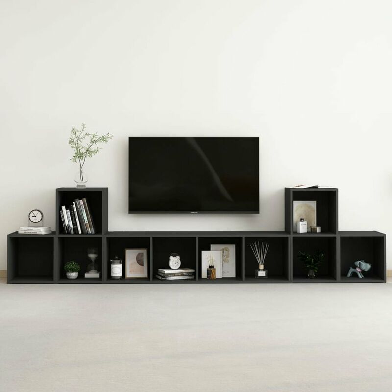 

Juego de mueble para TV de 5 piezas aglomerado negro