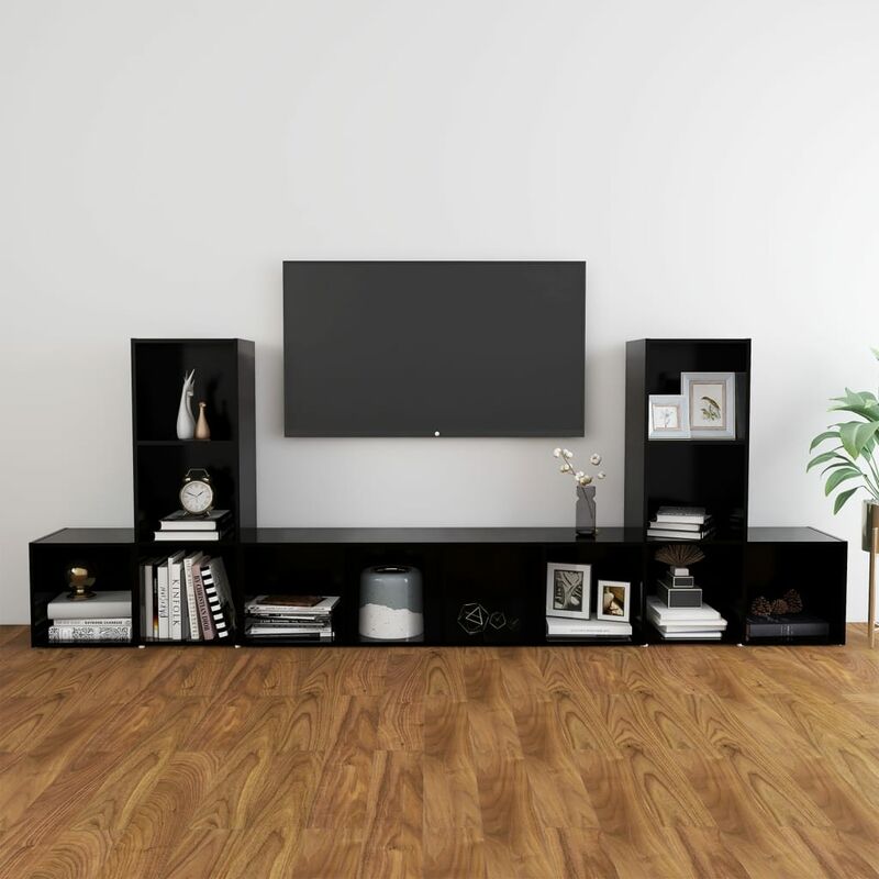 

Juego de mueble para TV de 5 piezas aglomerado negro