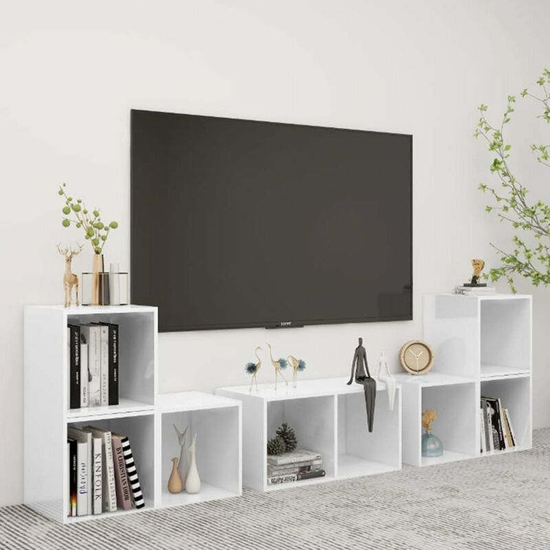 

Juego de mueble para TV de 6 piezas aglomerado blanco