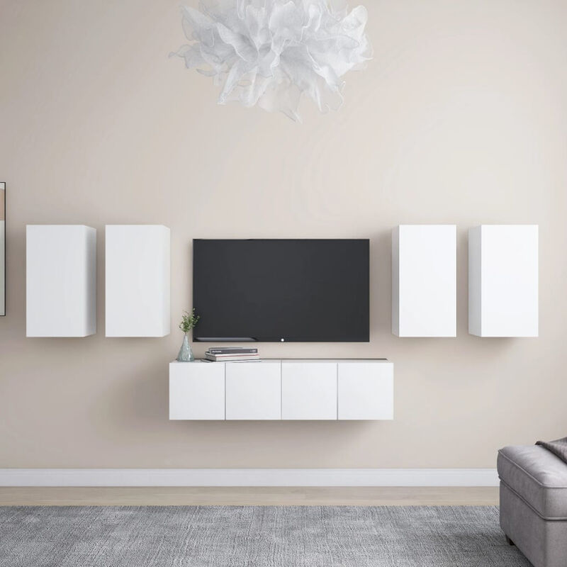 

Juego de mueble para TV de 6 piezas aglomerado blanco
