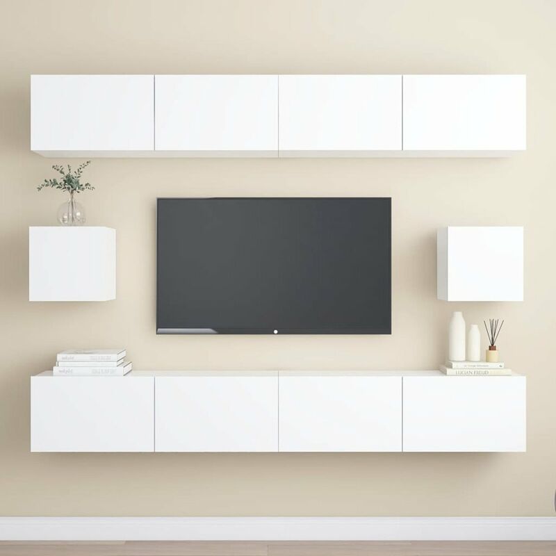 

Happyshopping - Juego de mueble para TV de 6 piezas aglomerado blanco