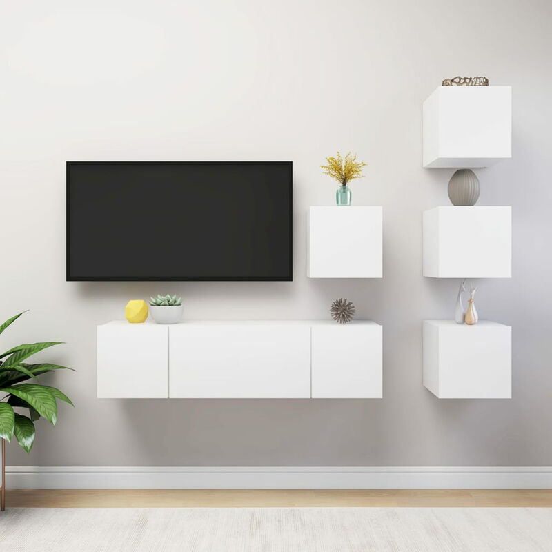 

Juego de mueble para TV de 6 piezas aglomerado blanco