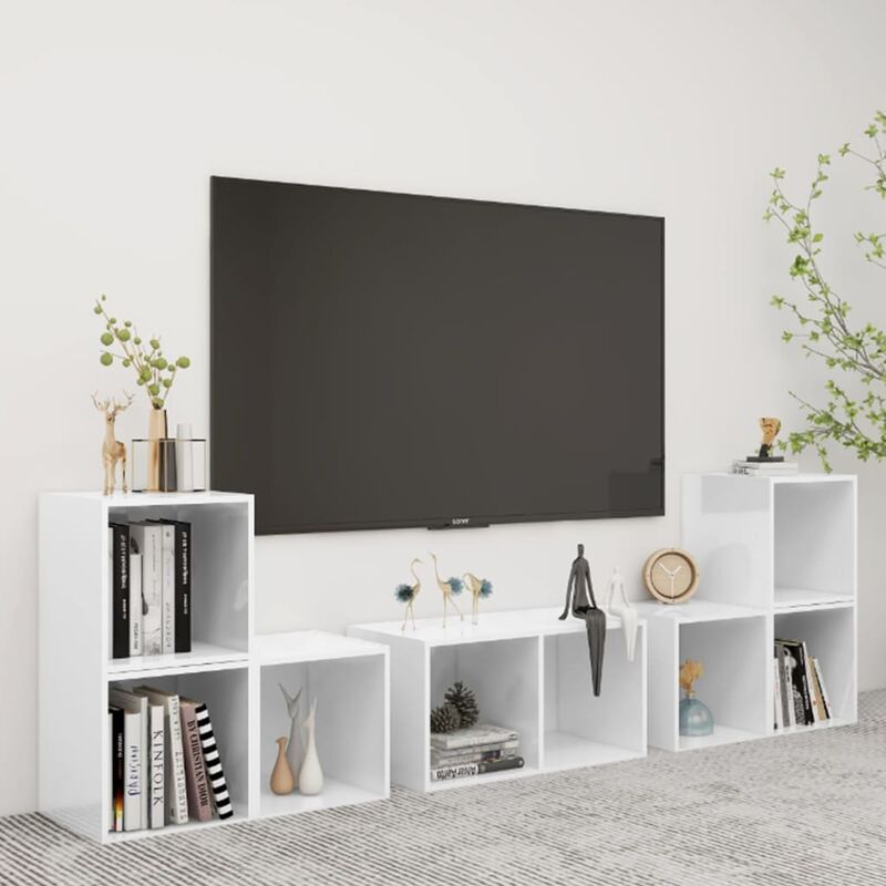 

Juego de mueble para TV de 6 piezas aglomerado blanco