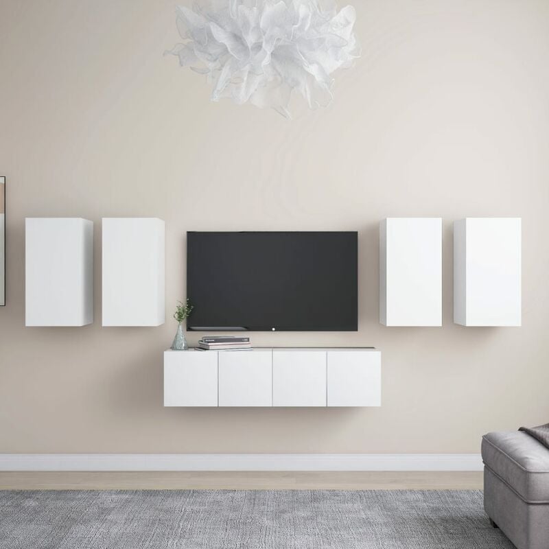 

Juego de mueble para TV de 6 piezas aglomerado blanco
