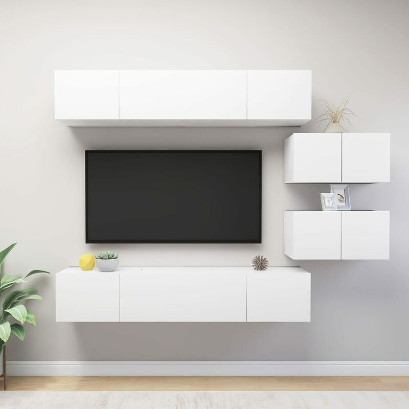

Juego de mueble para TV de 6 piezas aglomerado blanco