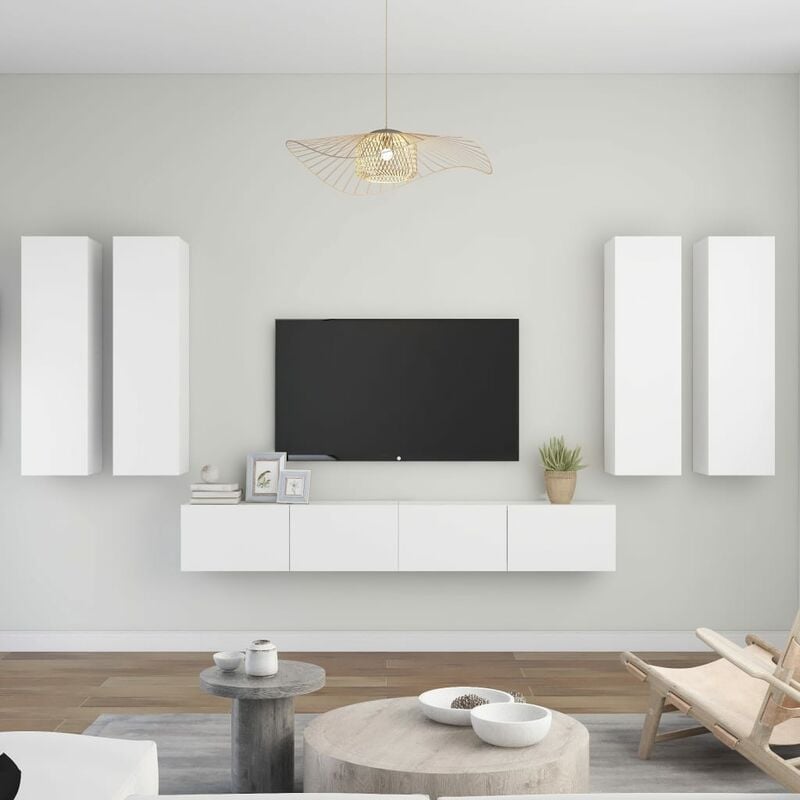 

Juego de mueble para TV de 6 piezas aglomerado blanco