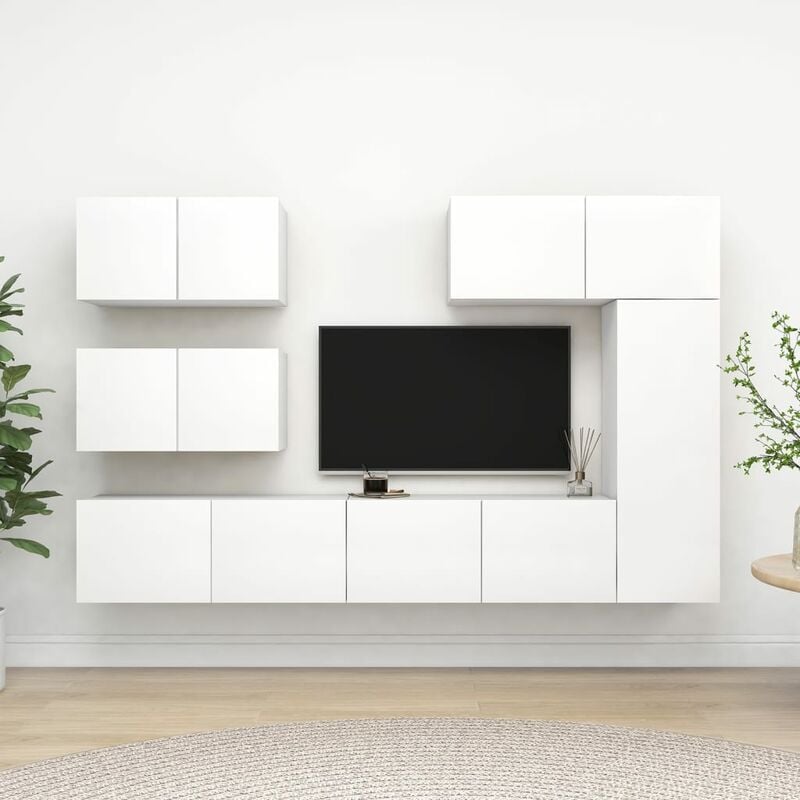 

Juego de mueble para TV de 6 piezas aglomerado blanco