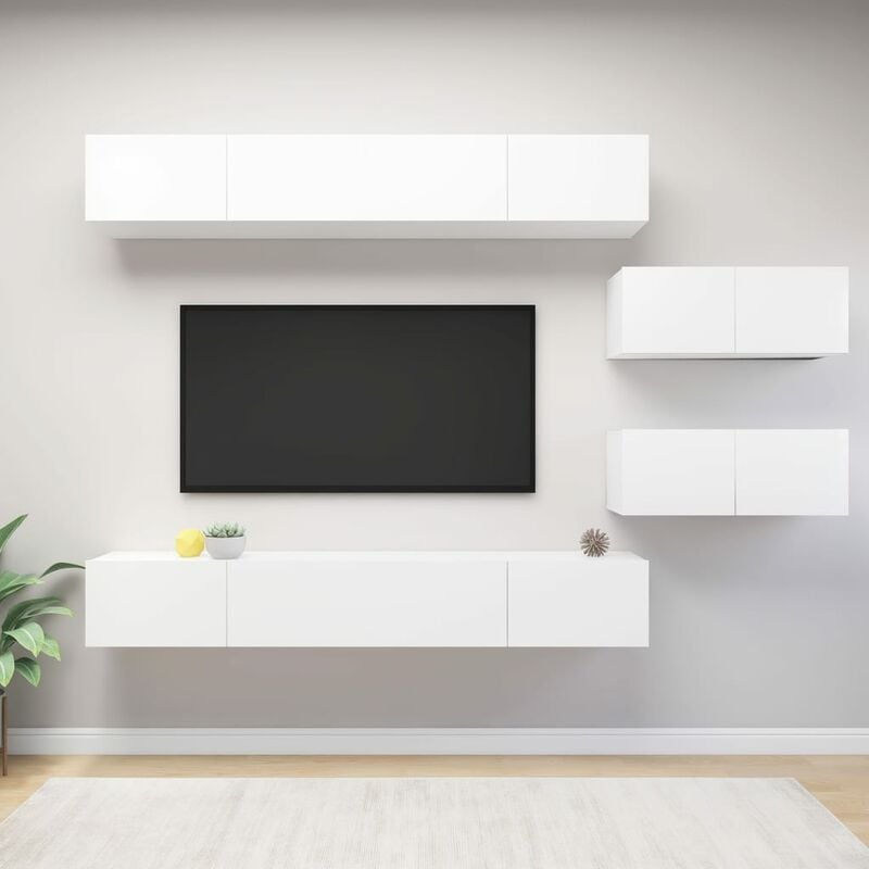 

Juego de mueble para TV de 6 piezas aglomerado blanco