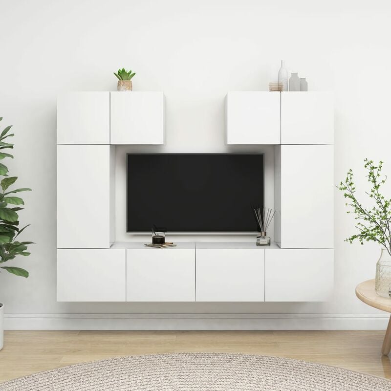 

Juego de mueble para TV de 6 piezas aglomerado blanco