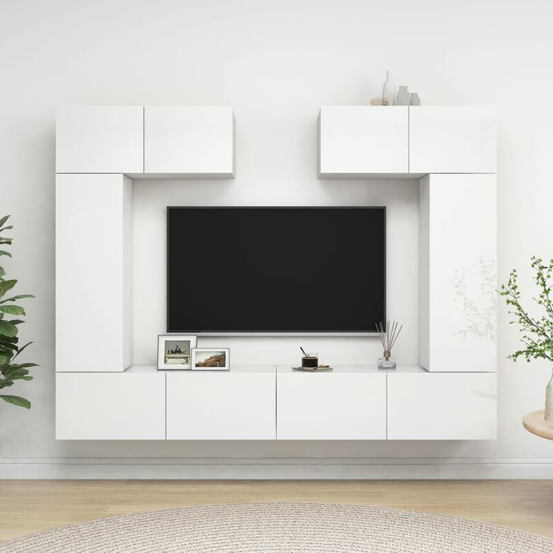 

Juego de mueble para TV de 6 piezas aglomerado blanco brillante