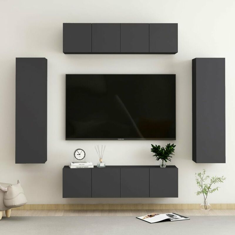 

Juego de mueble para TV de 6 piezas aglomerado gris