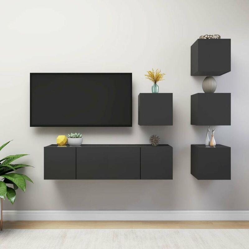

Juego de mueble para TV de 6 piezas aglomerado gris