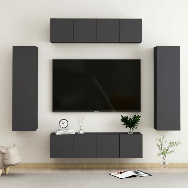 

Juego de mueble para TV de 6 piezas aglomerado gris