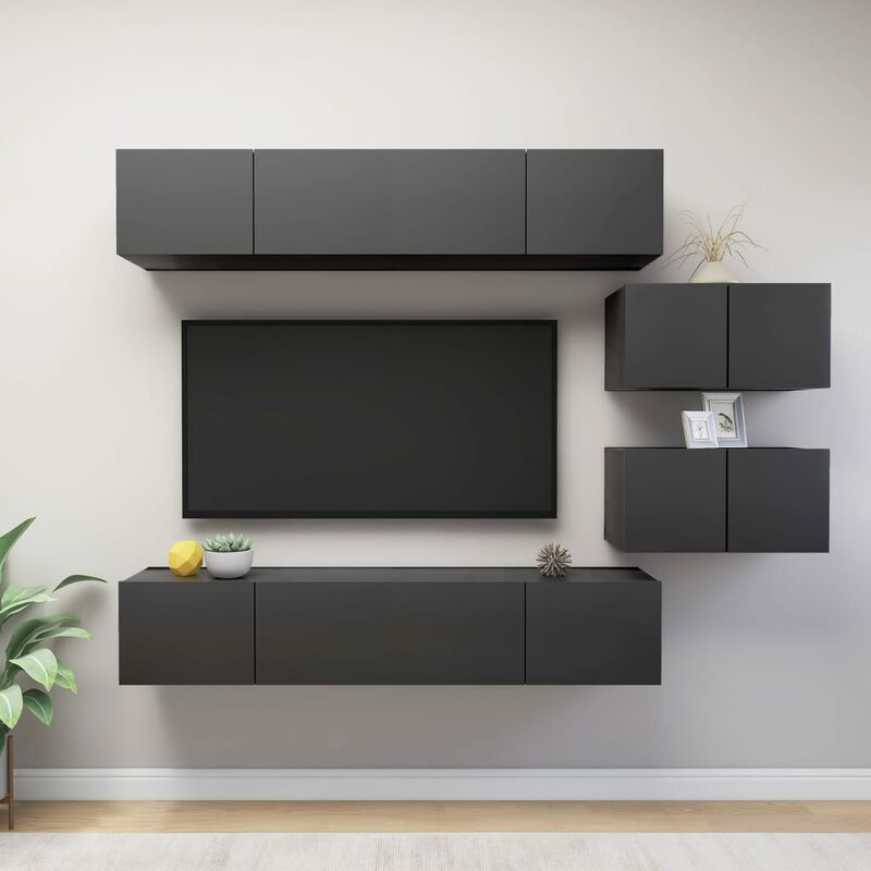 

Juego de mueble para TV de 6 piezas aglomerado gris