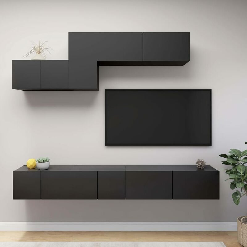 

Juego de mueble para TV de 6 piezas aglomerado gris