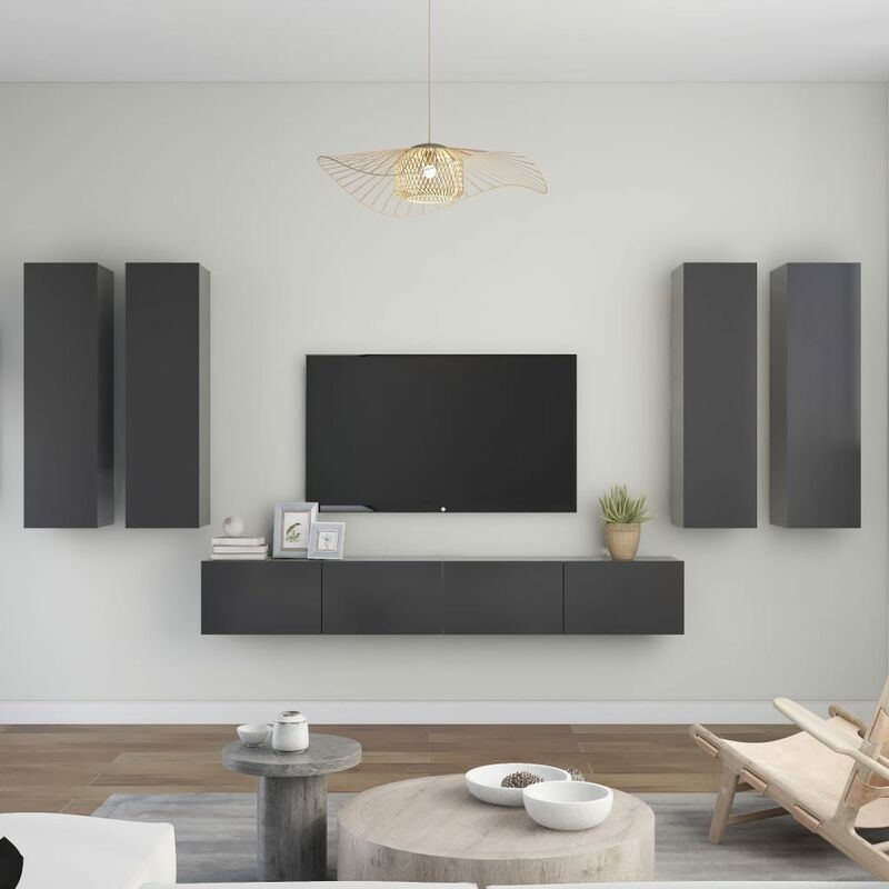 

Juego de mueble para TV de 6 piezas aglomerado gris