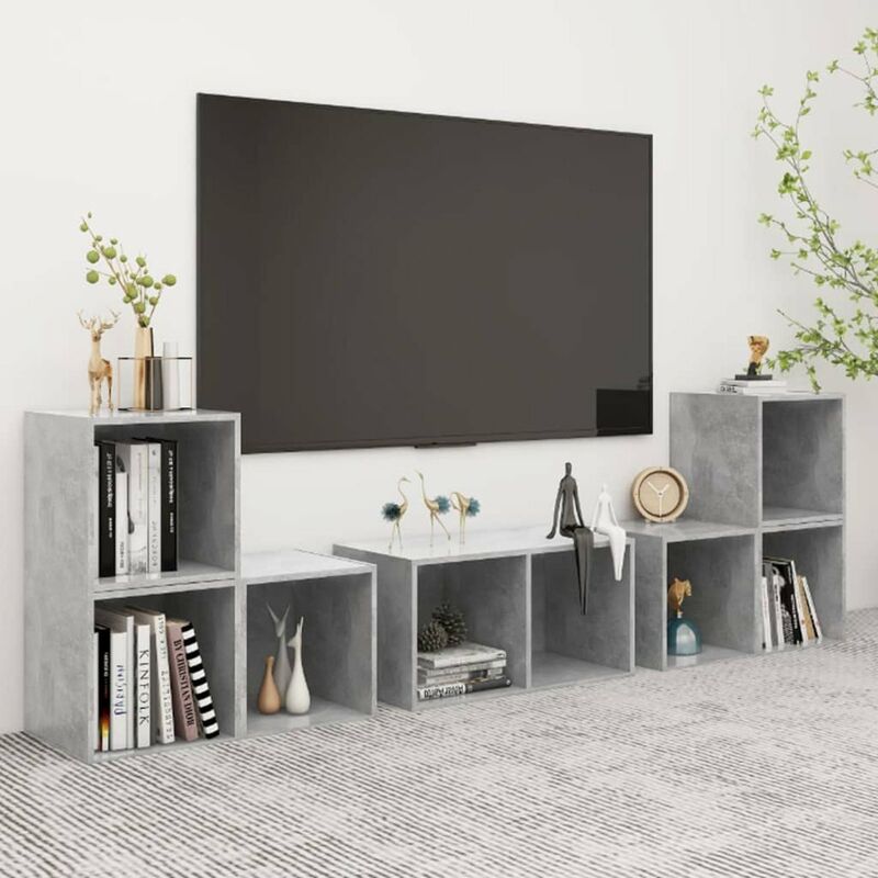 

Juego de mueble para TV de 6 piezas aglomerado gris hormigon