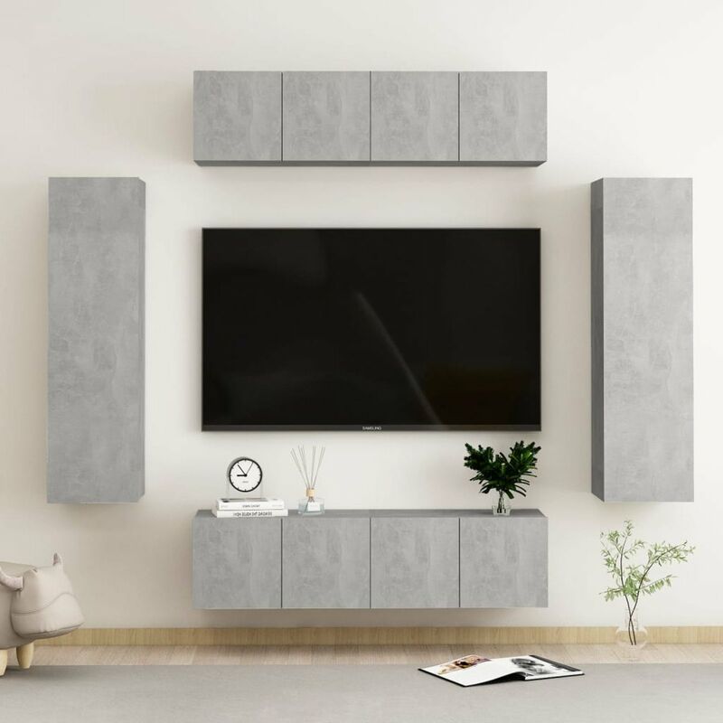 

Juego de mueble para TV de 6 piezas aglomerado gris hormigon