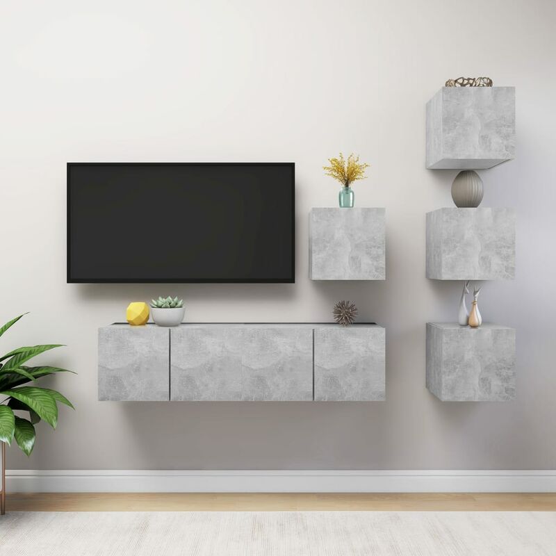 

Juego de mueble para TV de 6 piezas aglomerado gris hormigón