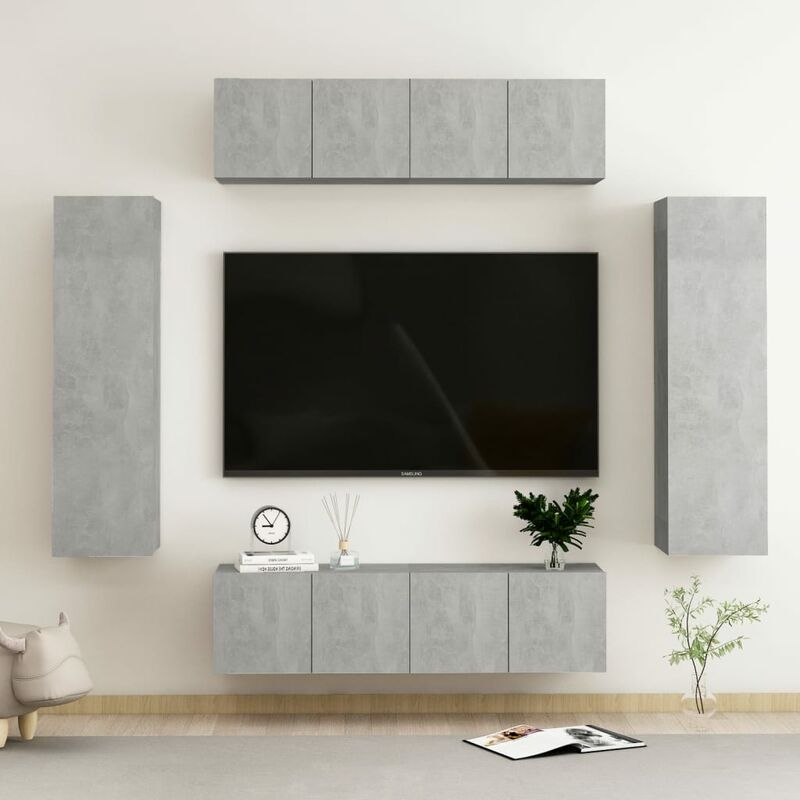 

Juego de mueble para TV de 6 piezas aglomerado gris hormigón