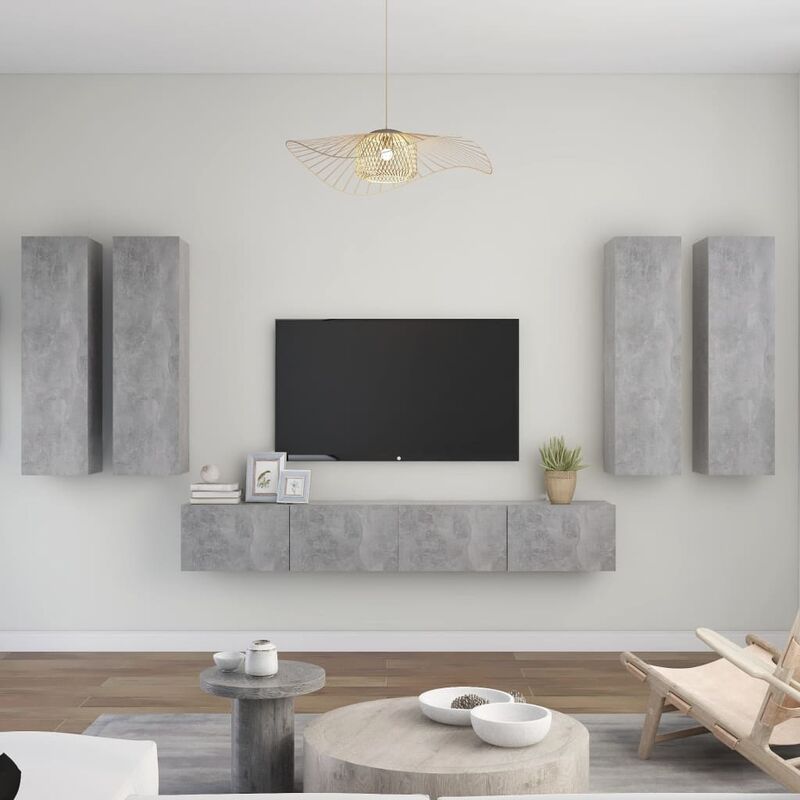 

Juego de mueble para TV de 6 piezas aglomerado gris hormigón