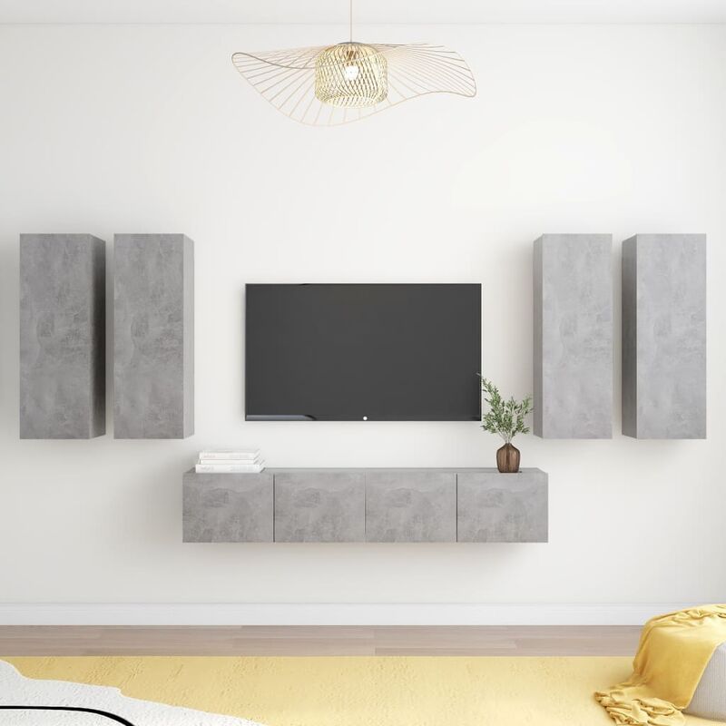

Juego de mueble para TV de 6 piezas aglomerado gris hormigón