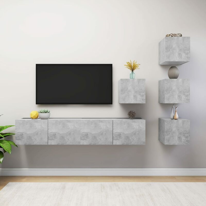 

Juego de mueble para TV de 6 piezas aglomerado gris hormigón