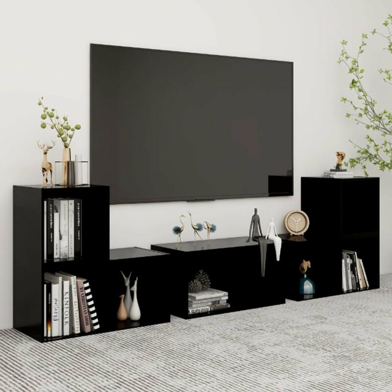 

Juego de mueble para TV de 6 piezas aglomerado negro