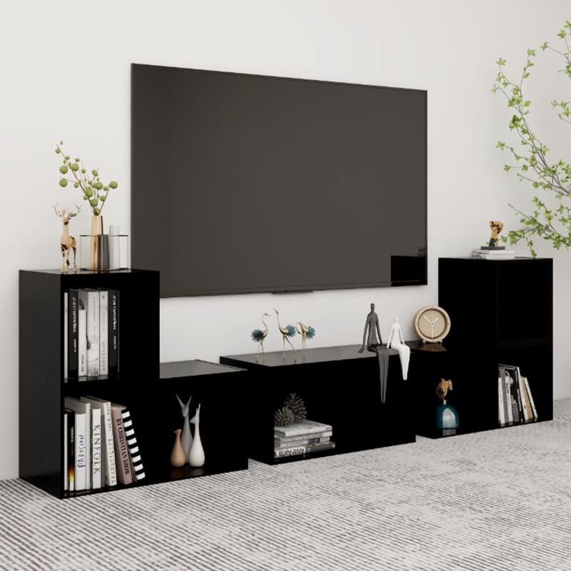 

Juego de mueble para TV de 6 piezas aglomerado negro