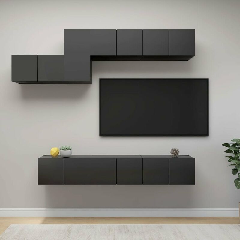 

Juego de mueble para TV de 7 piezas aglomerado gris