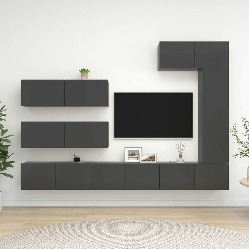 

Juego de mueble para TV de 7 piezas aglomerado gris