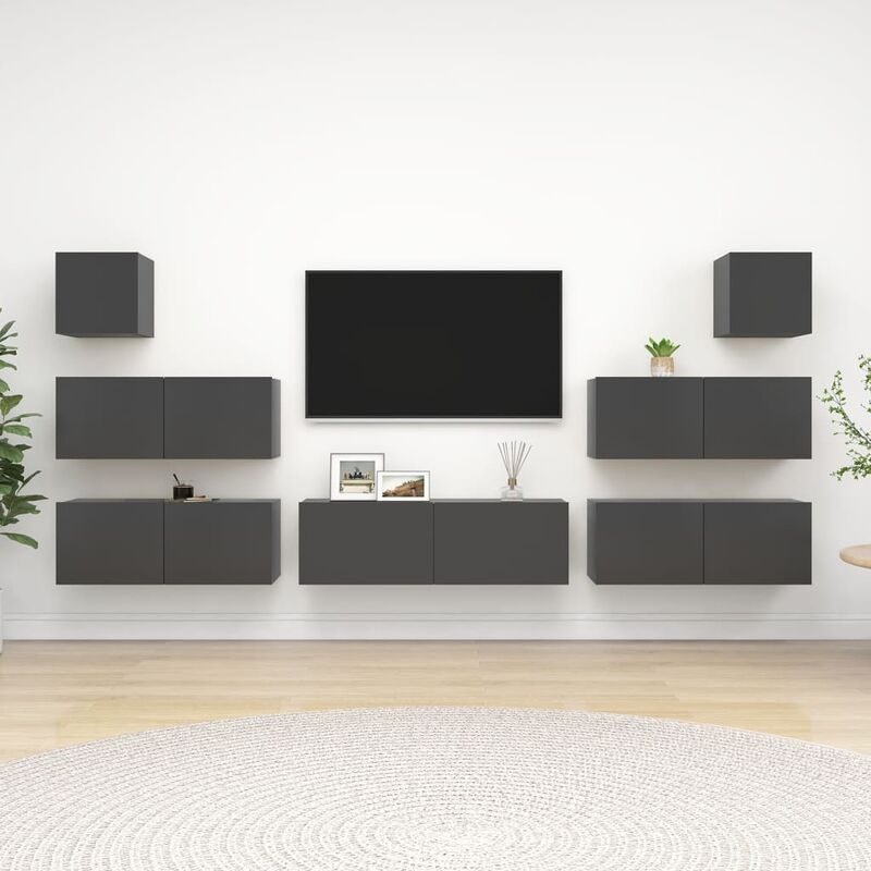 

Juego de mueble para TV de 7 piezas aglomerado gris