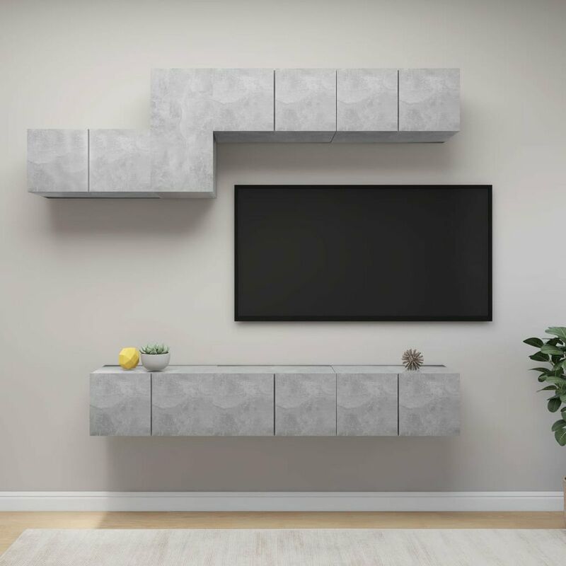 

Juego de mueble para TV de 7 piezas aglomerado gris hormigon