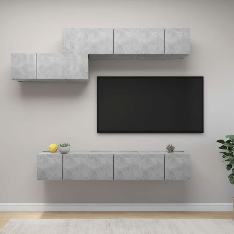 

Juego de mueble para TV de 7 piezas aglomerado gris hormigón