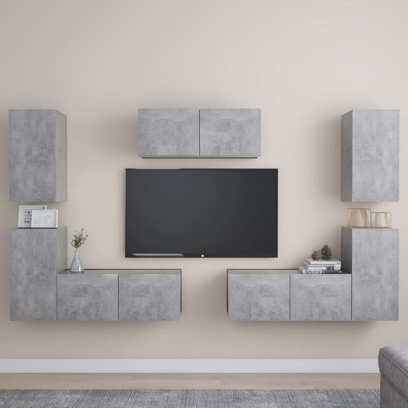 

Juego de mueble para TV de 7 piezas aglomerado gris hormigón