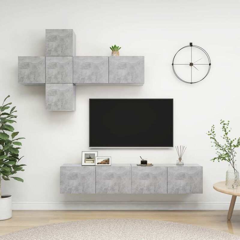 

Juego de mueble para TV de 7 piezas aglomerado gris hormigón