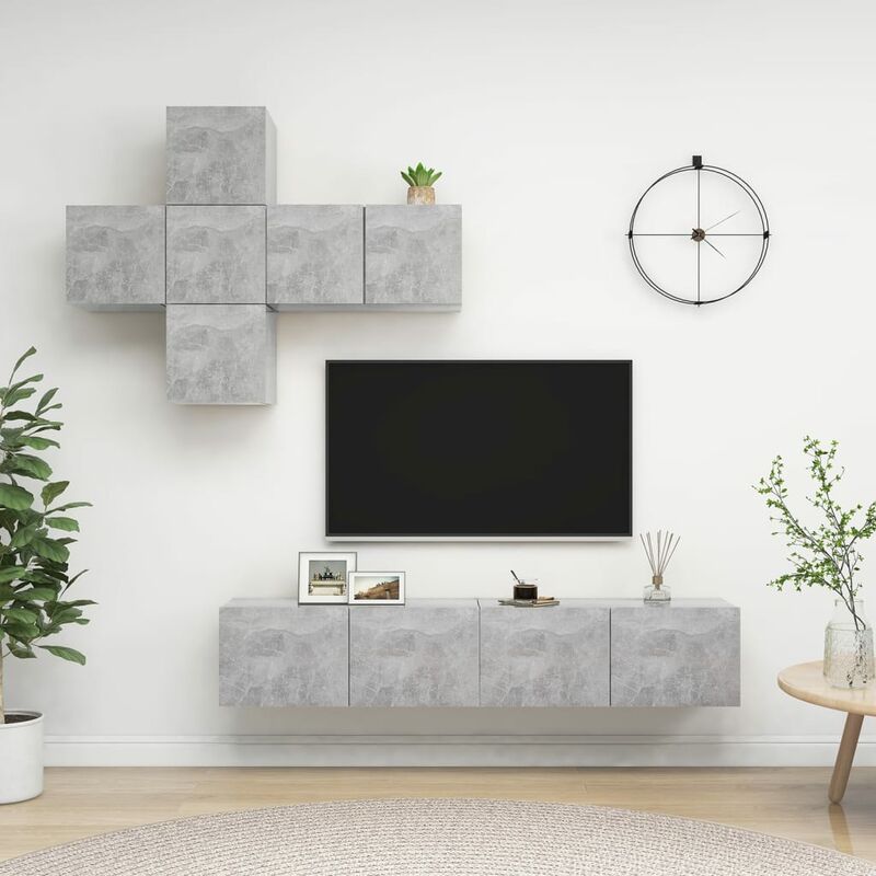 

Juego de mueble para TV de 7 piezas aglomerado gris hormigón