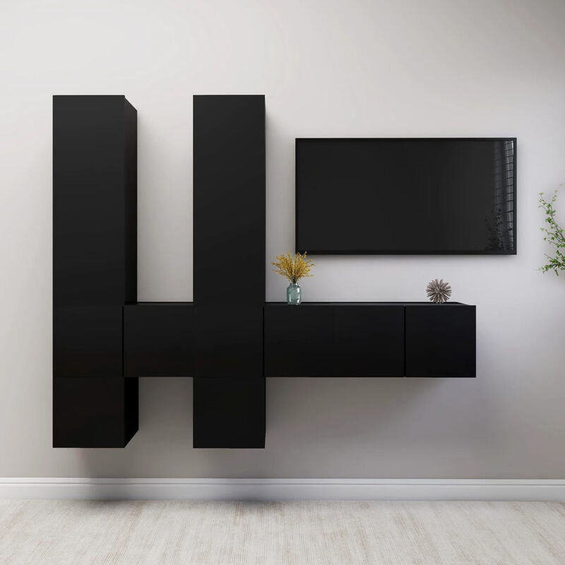 

Happyshopping - Juego de mueble para TV de 7 piezas aglomerado negro