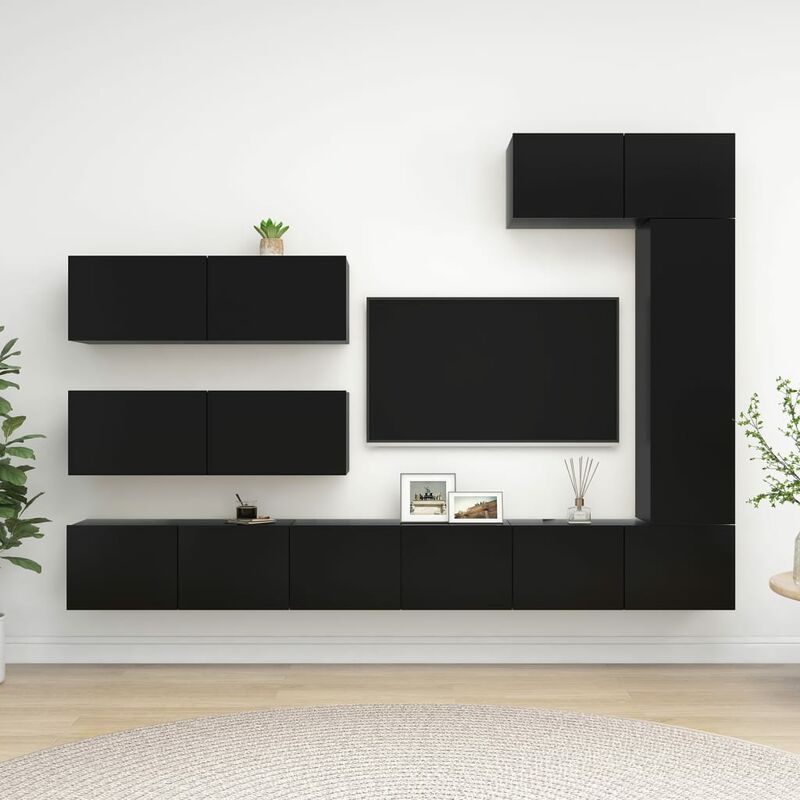 

Juego de mueble para TV de 7 piezas aglomerado negro