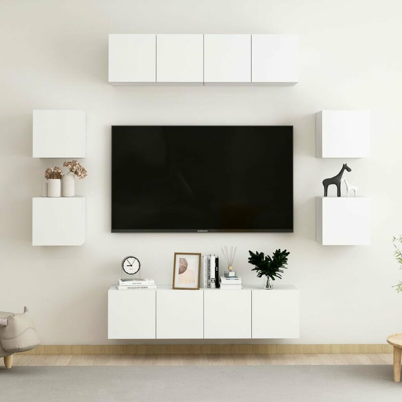

Juego de mueble para TV de 8 piezas aglomerado blanco