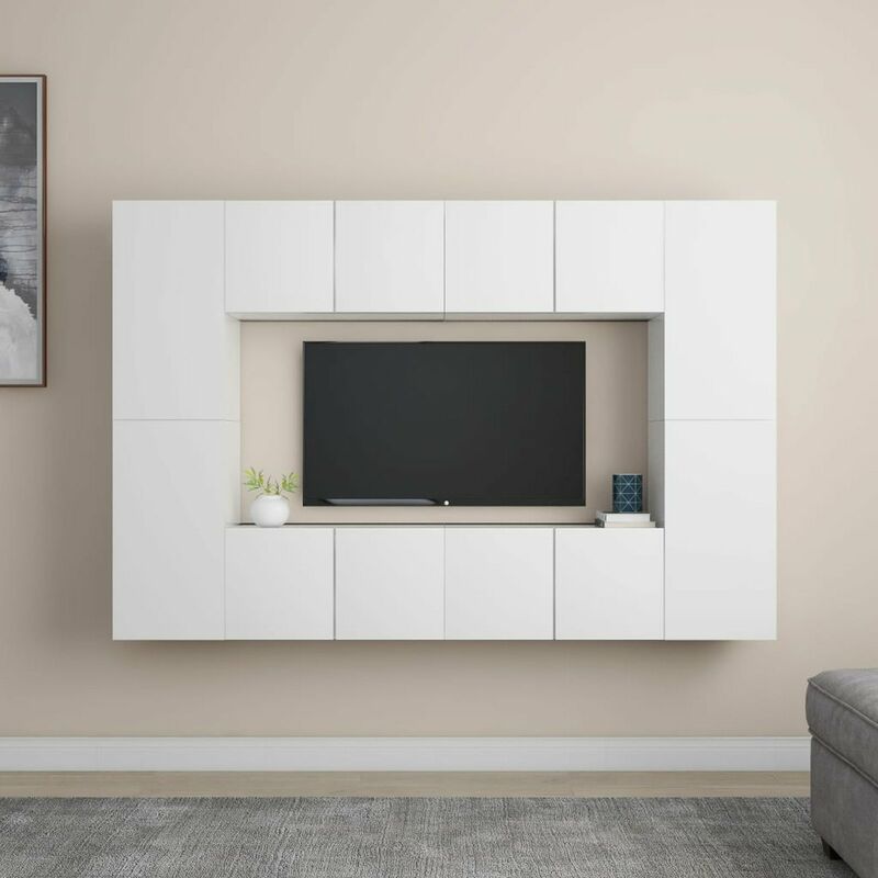 

Juego de mueble para TV de 8 piezas aglomerado blanco