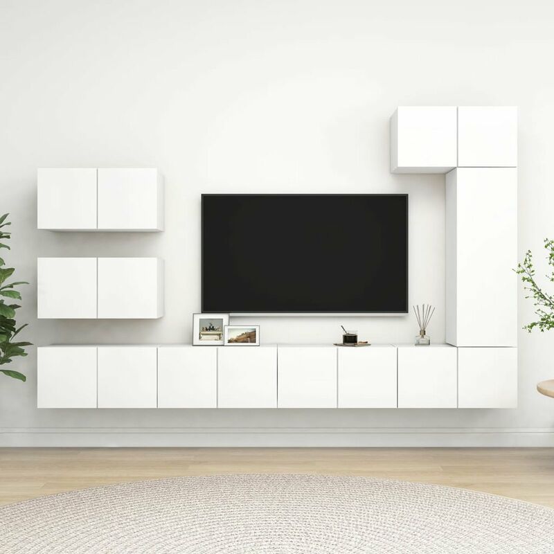 

Juego de mueble para TV de 8 piezas aglomerado blanco