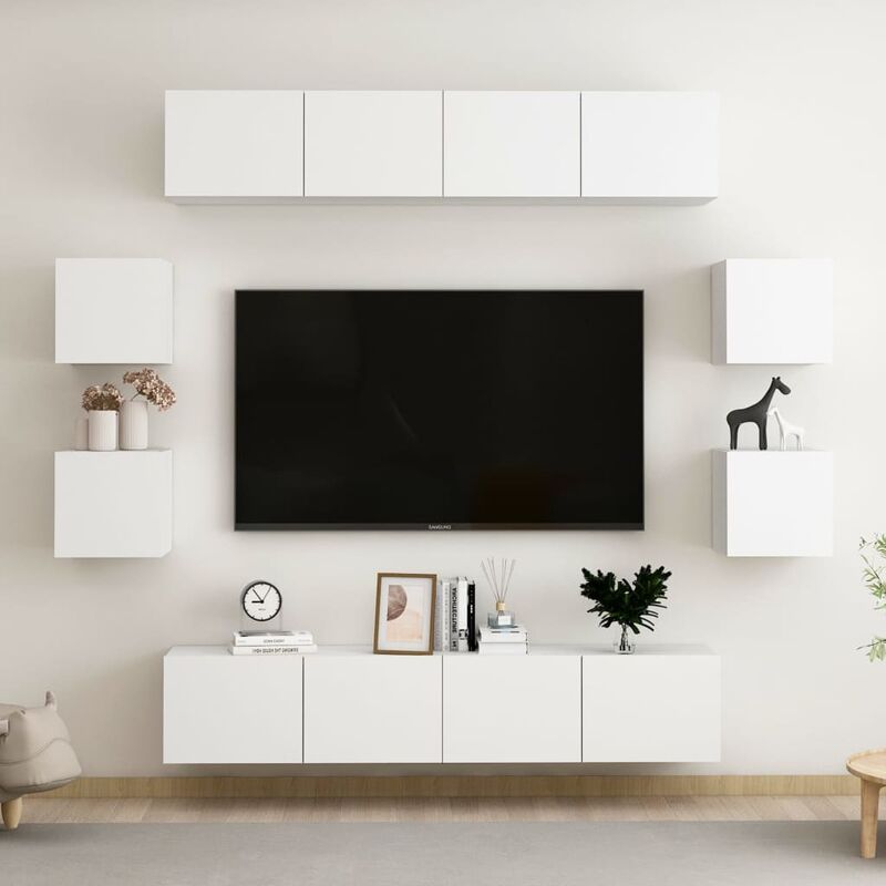 

Juego de mueble para TV de 8 piezas aglomerado blanco