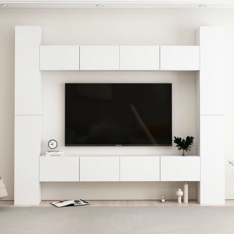 

Juego de mueble para TV de 8 piezas aglomerado blanco