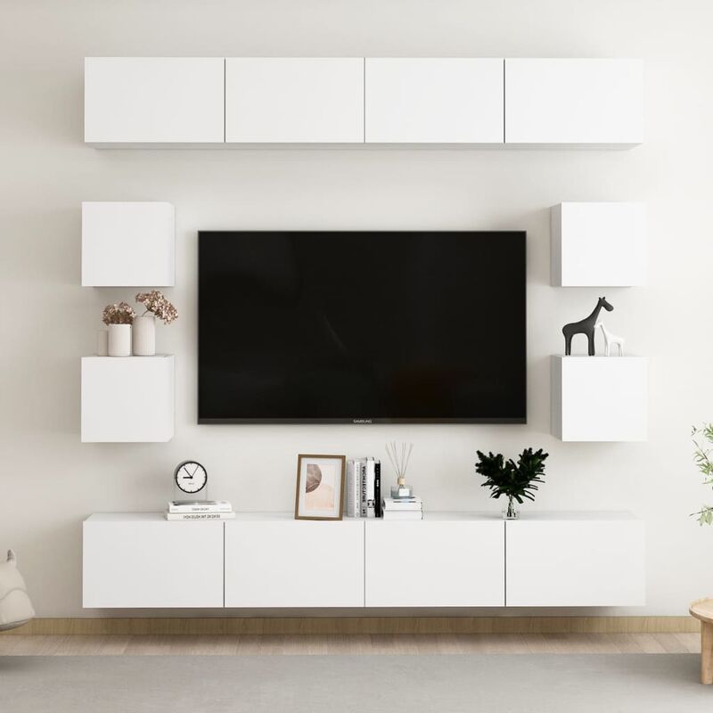 

Juego de mueble para TV de 8 piezas aglomerado blanco